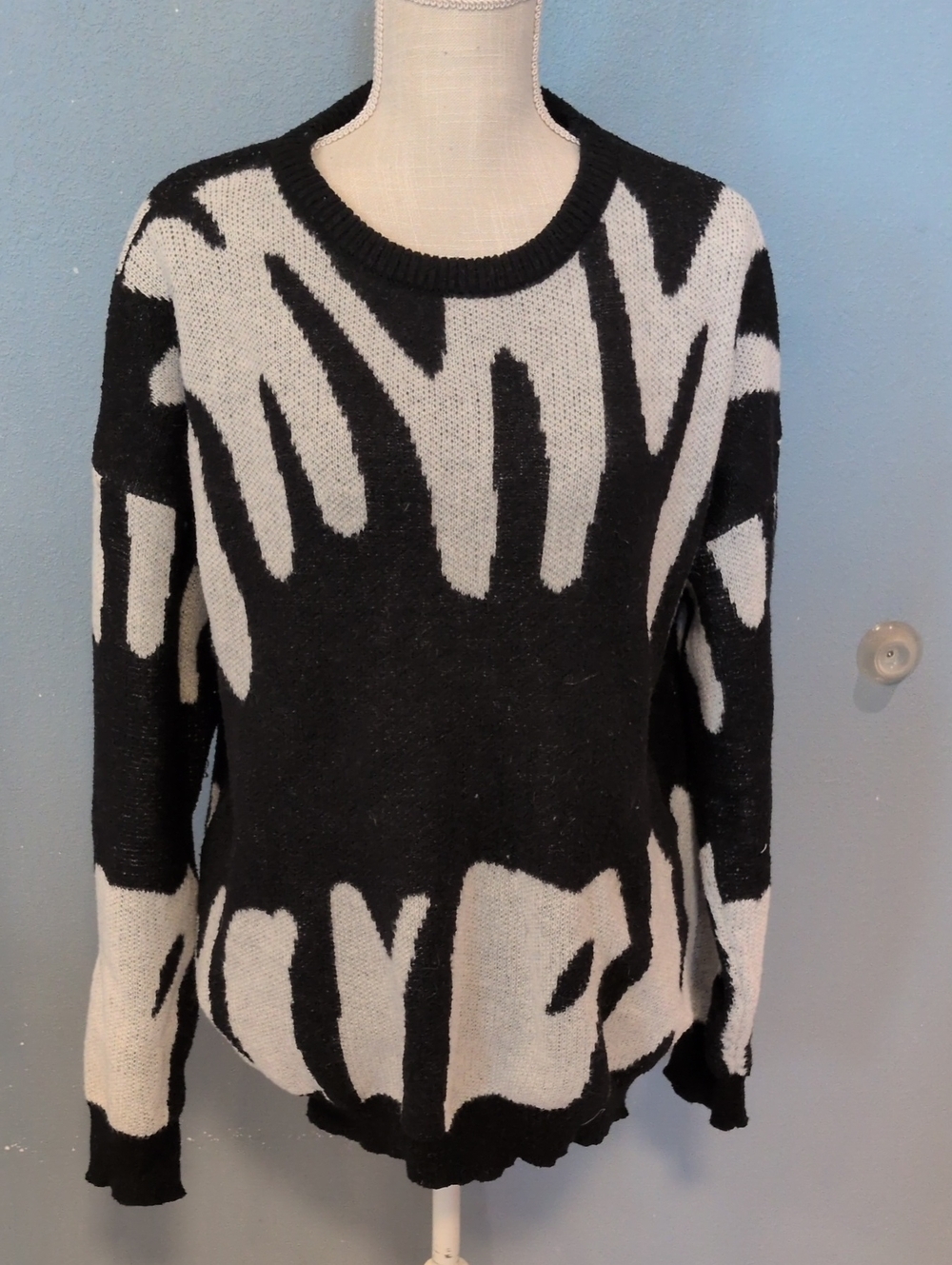 Shein Chunky Crewneck Camo Abstract Slouchy Oversized Sweater Pop Art Minimalist